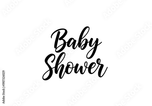Baby Shower Elegant Cursive Lettering and Calligraphy Isolated on White Background