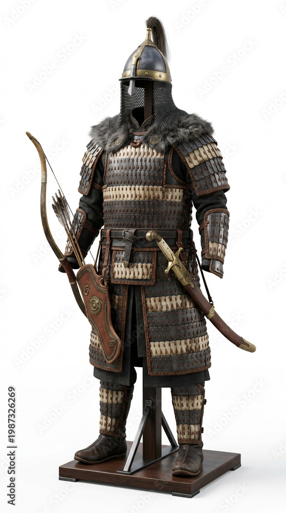 Fototapeta premium Medieval Warrior in Full Armor and Helmet