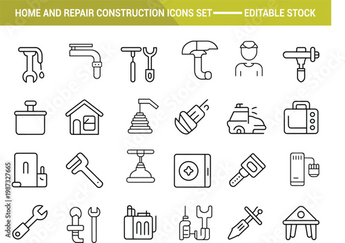 Home improvement and repair construction tools set illustration Vector
