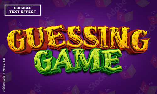 Guessing game box text, editable text effect template, 3d bold cartoon text style