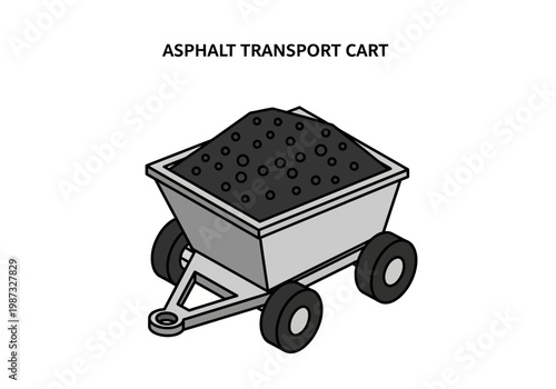 Isometric vector illustration of an asphalt transport cart