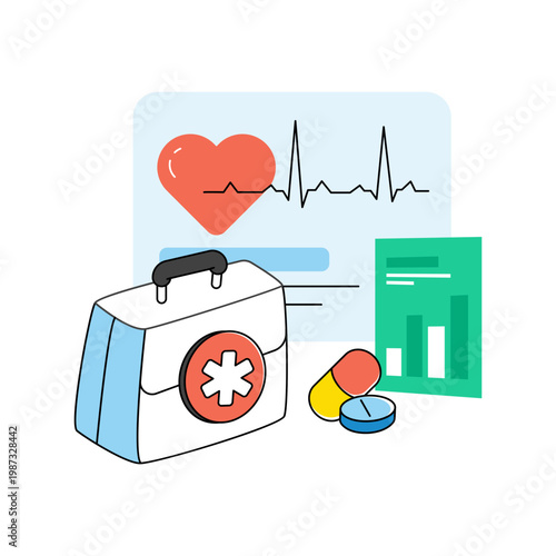 A modern design icon of heart medication 