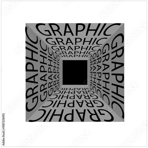 Abstract Graphic Typography Tunnel Perspective Design Black and White