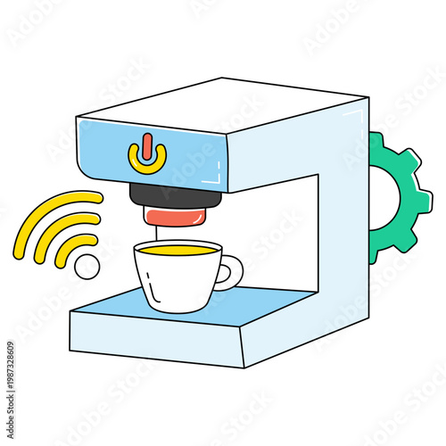 Smart coffee machine icon, editable vector 