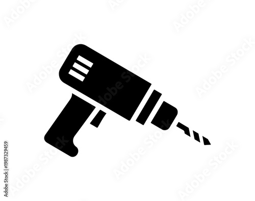 Black and White Power Drill Vector Icon