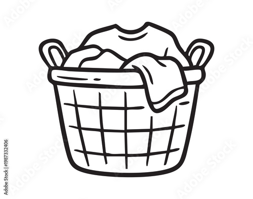 Clothing pile signifies household routine. Clothing collection suggests domestic chores and organization. Illustration of laundry heap reflecting daily household tasks and home cleaning activities