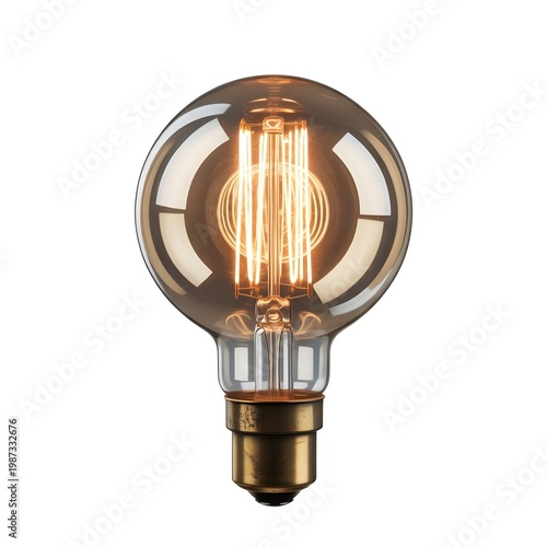 Luxury Vintage Edison Light Bulb PNG, Glowing Antique Filament Lamp Premium Retro Design
