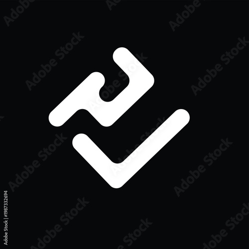 Abstract Minimal Check Mark Logo Design with Geometric Shapes on Black Background