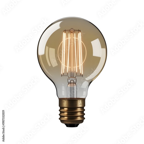 Vintage Edison Light Bulb PNG Isolated, Antique Filament Lamp for Retro Design and Decoration