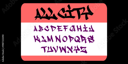 Classic All City Graffiti on Hello Sticker Label with Creative Hand Style Lettering for Urban Streetwear Branding and Modern Typography Graphic Element Vector