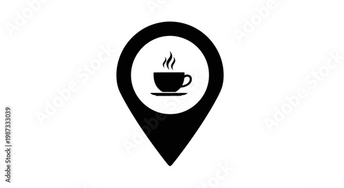 Coffee shop location icon a simple black silhouette representing a cafe or coffeehouse spot