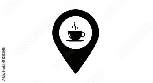 Coffee shop location icon a black silhouette representing a cafe or coffeehouse on map