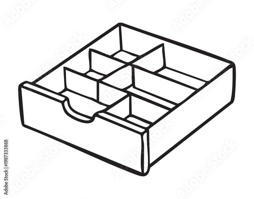 Modular drawer organizer tray for desk storage, compartments and dividers visible, tidy layout for stationery and tools, professional organizer staging accessories, minimalist material suggestions