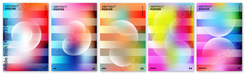 Abstract Poster Set with Blurred Gradient Stripes and Vibrant Fluid Backgrounds for Creative Design