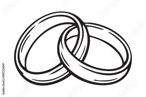 Golden ring symbols. Symbolic overlapping gold bands representing commitment and union. Elegant interconnected gold wedding bands designed for marriage celebration and branding purposes