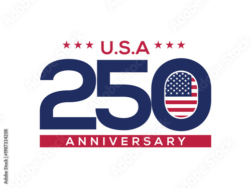 250th anniversary USA design banner, isolated on transparent background