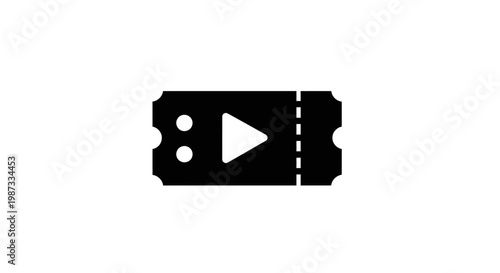 Black ticket icon with play button symbol.