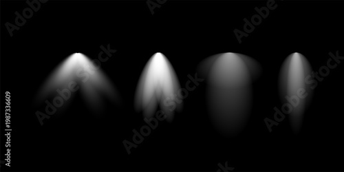 Stage Spotlight Beam Light Effect with Glowing Rays and Concert Theatre Illumination on Transparent Background