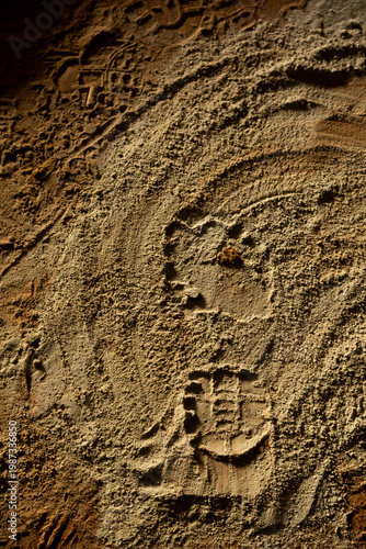 Boot print on sand texture outdoor ground detail