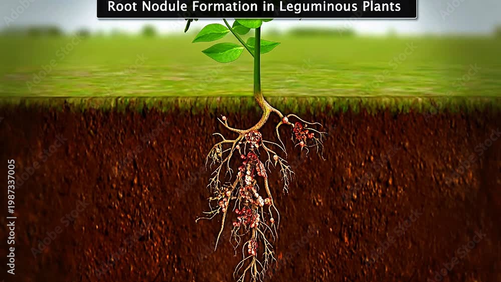 3D animation showing root nodule formation in leguminous plants with ...