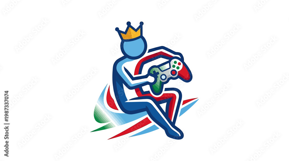 Fototapeta premium Gaming King Logo with Crown and Controller