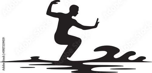 Practice thai chai yoga on beach, flat black vector silhouette art