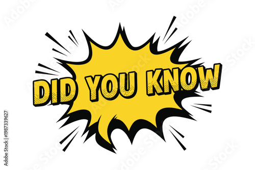 Colorful retro comic style burst with did you know text for social media facts.