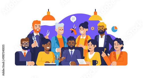 Diverse group of happy people.