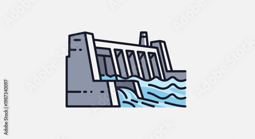 Dam structure with water flow.