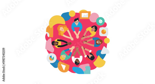 Colorful Diverse Faces Mosaic Portrait.