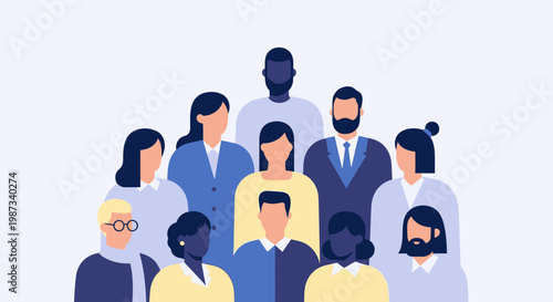 Diverse group of people standing.