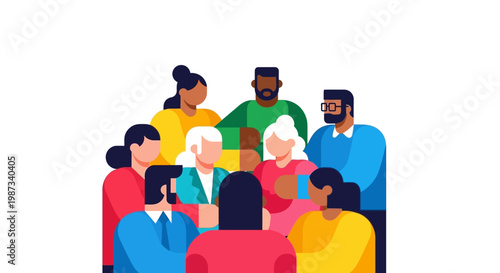 Diverse group of people gathered.