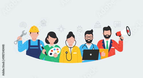 Professionals in various careers.