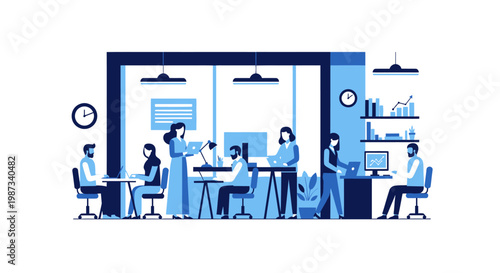 People working in office space.