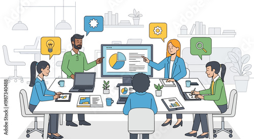 Business people in meeting room.