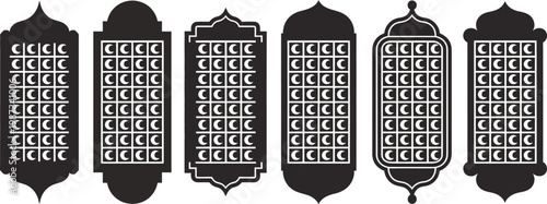 Decorative laser cut panels inspired by Arabic window shutters with swirl pattern, vector templates for CNC cutting, stencil designs, mashrabiya screens, and decorative wall panels, ideal for architec