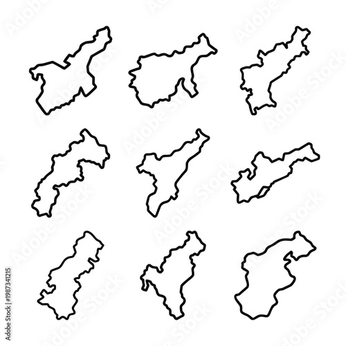  Bangladesh District Outline Map Set