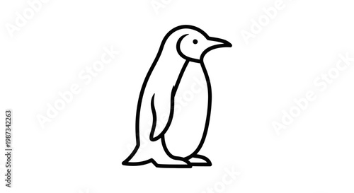 Simple black and white line drawing of a penguin standing upright.