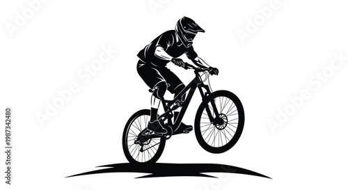 Motocross rider on a mountain bike dynamic action pose silhouette