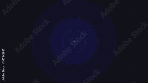 Futuristic HUD Interface with Minimalist Dark Blue Concentric Circles