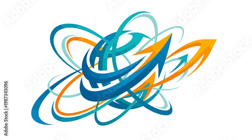 Abstract Arrow and Orbital Lines Logo