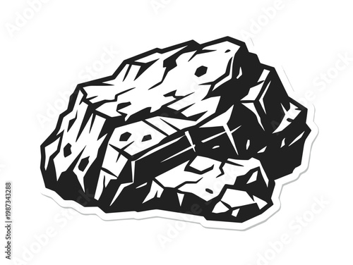 Stylized abstract black rock or coal vector. Modern graphic icon with sharp lines. Ideal for industry, energy, construction, or geology designs. Bold and impactful.