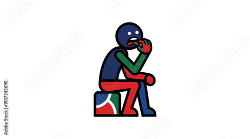 Abstract Stick Figure Biting Fingernails Anxious