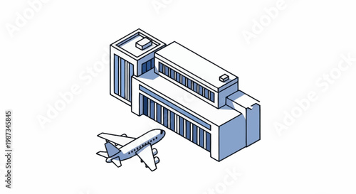 Airport  airplane  terminal  control tower  vector illustration  travel  transportation
