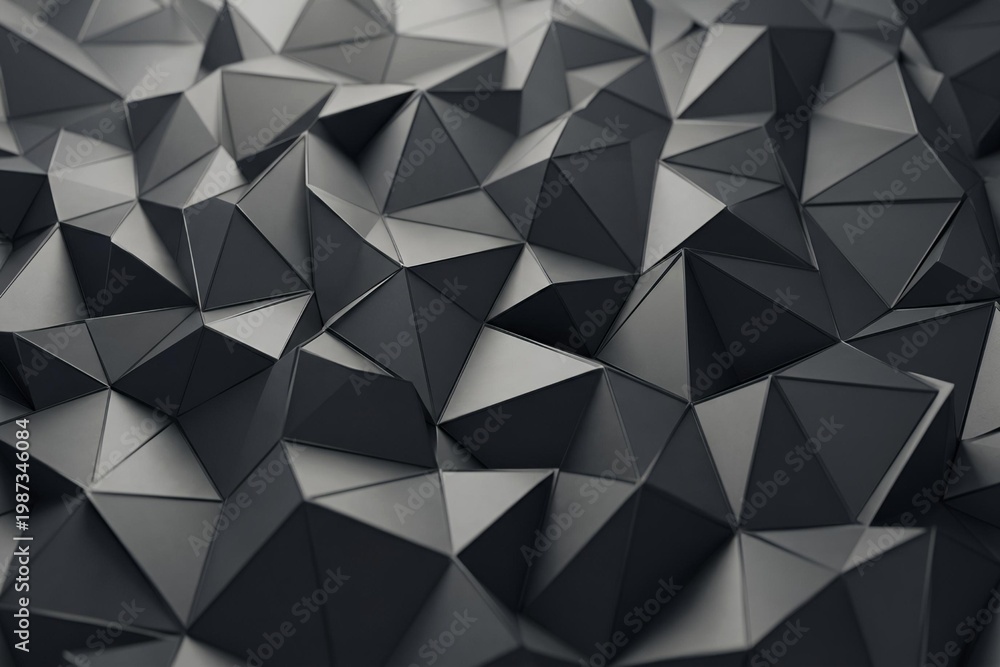 Obraz premium Dark gray and black geometric shapes form a complex polygonal pattern