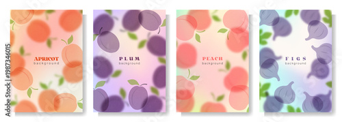 Summer Fruity Blurred Background Set