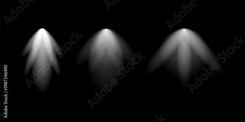 Stage Spotlight Beam Light Effect with Glowing Rays and Concert Theatre Illumination on Transparent Background