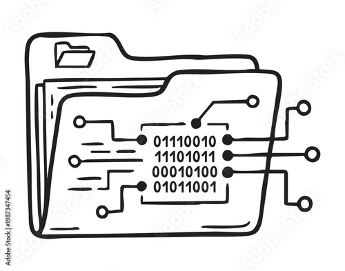 Visualization of encrypted data movement within systems. Graphical representation illustrating encrypted information streams and circuitry within digital data storage and transfer frameworks
