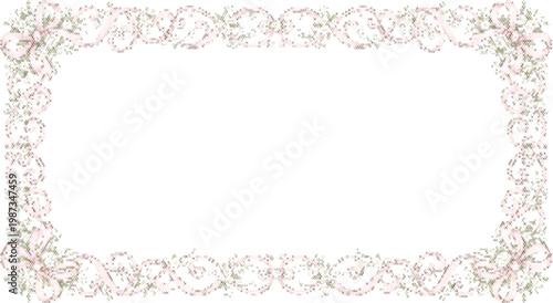 Ornate lace embroidery border with elegant vintage frame for handmade wedding invitation design element
