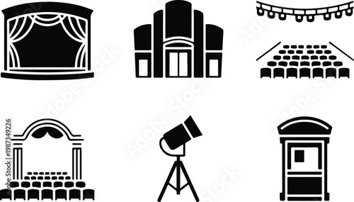 Theater Silhouette Icon Collection Set